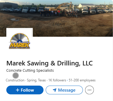 Preview of Marek Sawing & Drilling LinkedIn page