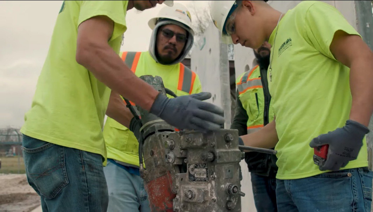 Marek crew members working together on a concrete cutting jobsite